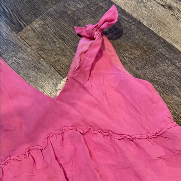 ⭐️3/$12⭐️Pink Ruffle Top with ties - Picture 2 of 5